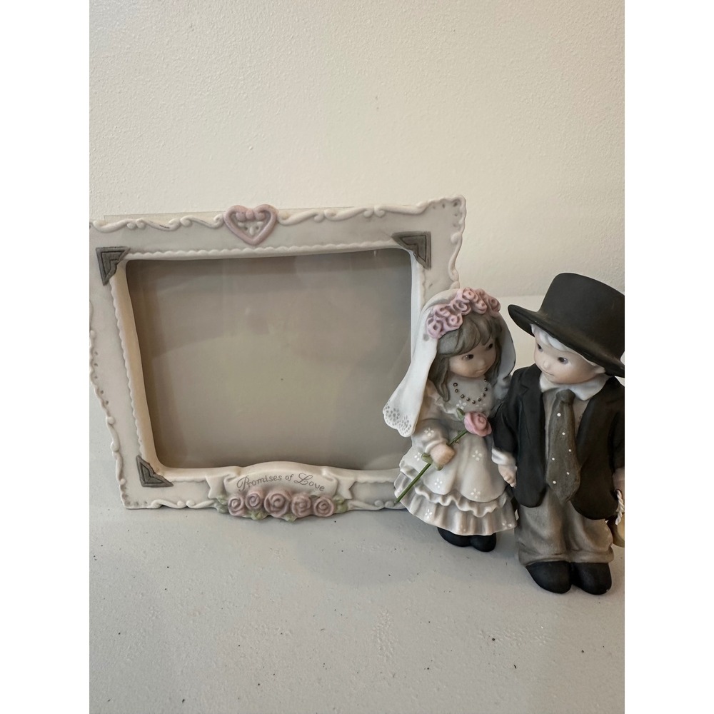 Enesco Promises of Love Wedding Picture Frame Bride Groom Figurine 1997 323810